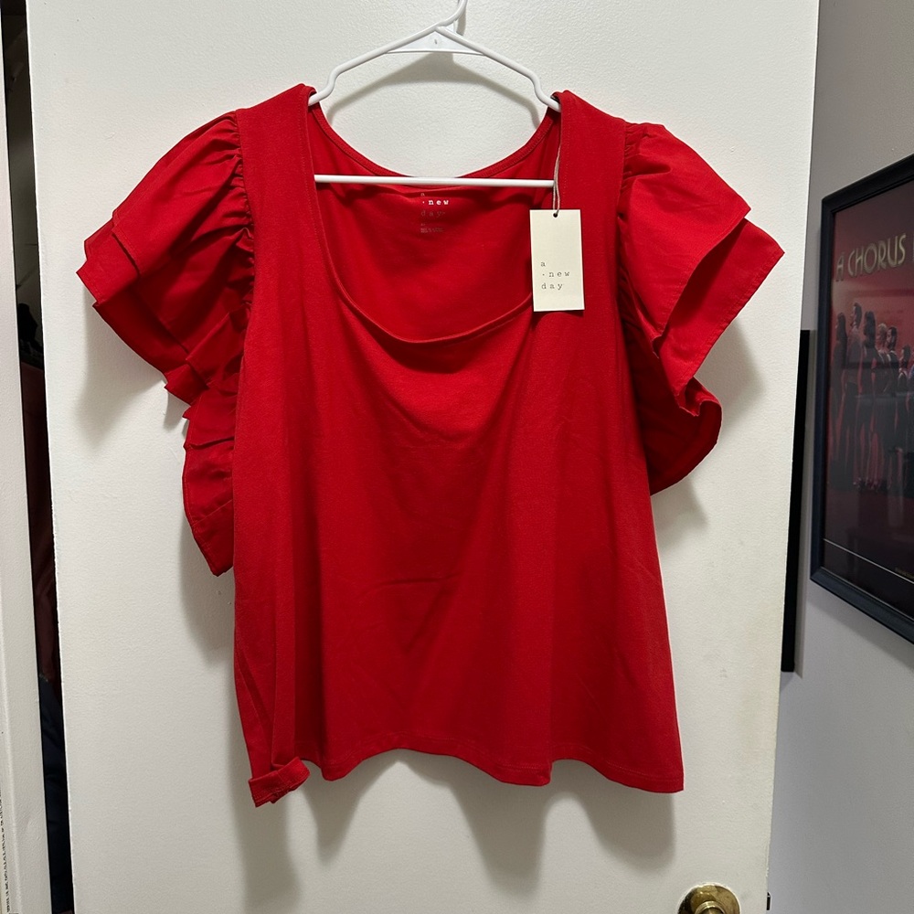 NWT A New Day ruffle cropped tee